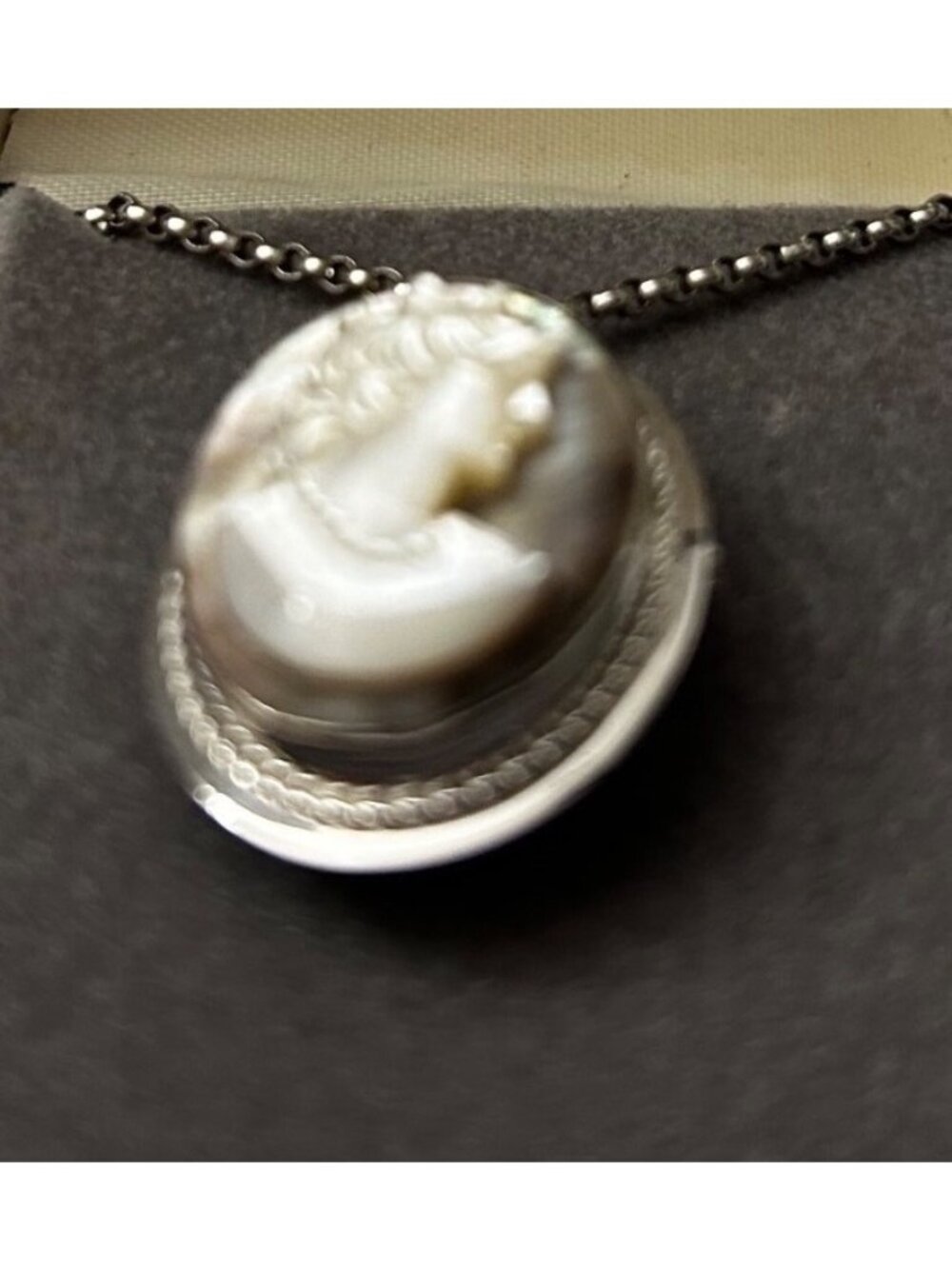 Van Dell Sterling Silver Vintage Cameo Necklace Brooch Earrings Set Glass Relief - Picture 2 of 8